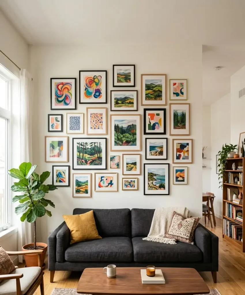gallery wall above the couch