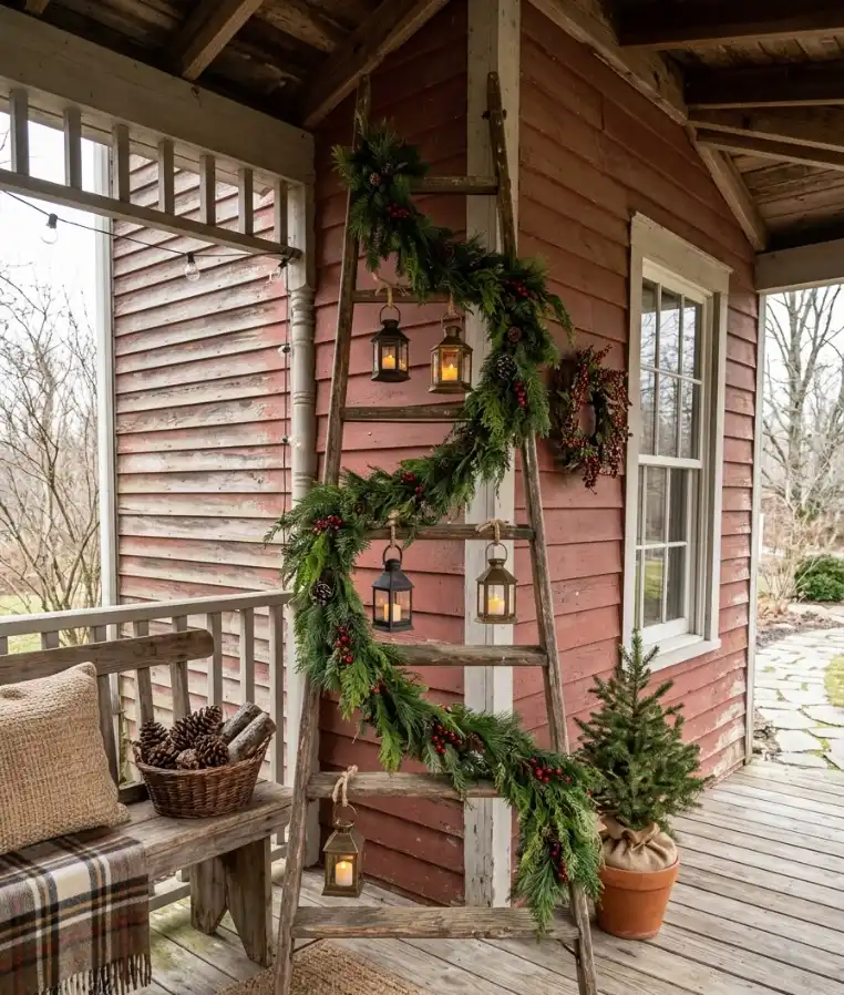 repurposed ladder as a display stand
