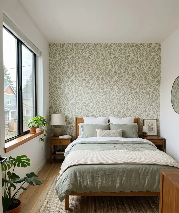 se peel-and-stick wallpaper on one wall