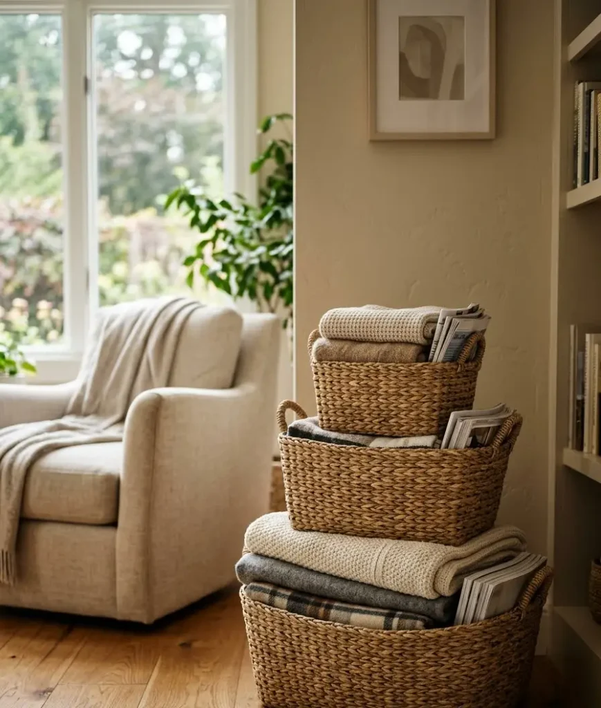 se woven baskets as both déco