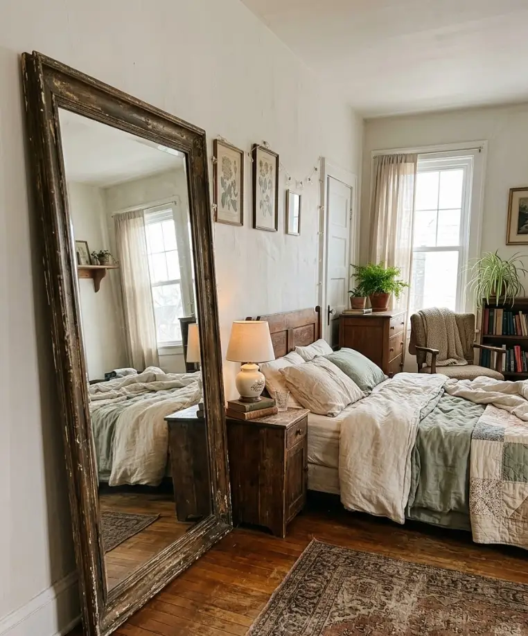 vintage mirror with a distressed