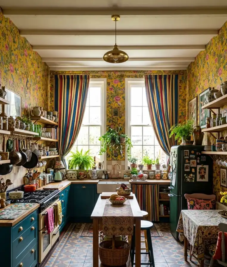yellow with clashing patterns