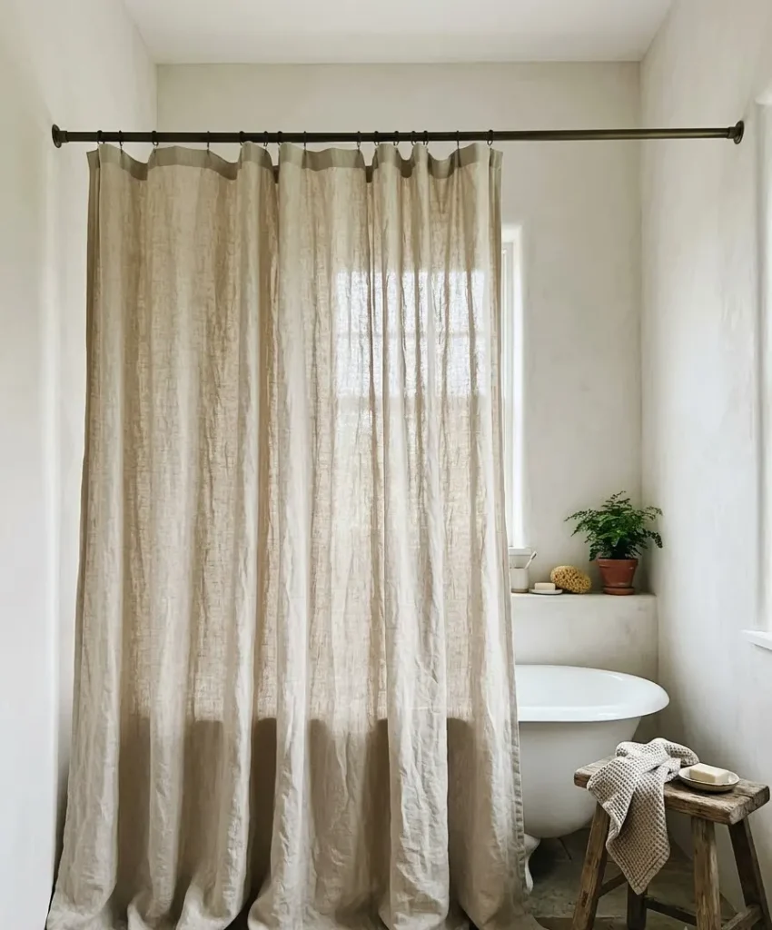. A linen shower curtain