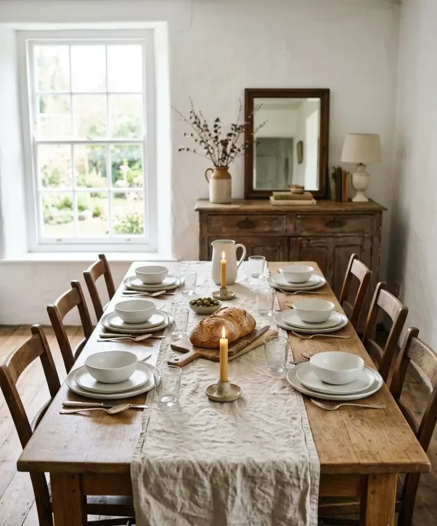  A natural linen runner