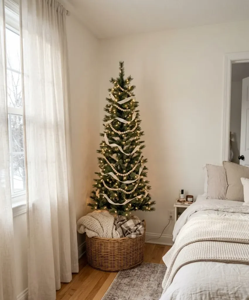 A slim tree in the corner