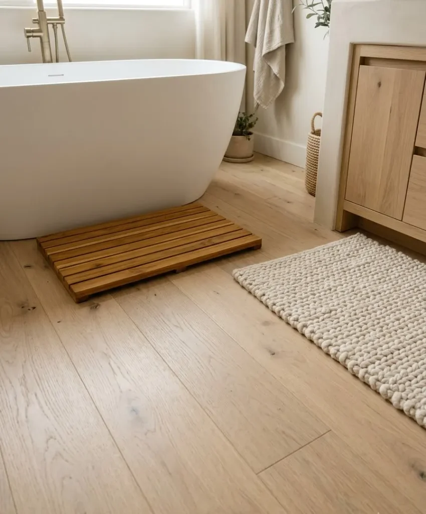 A textured bath mat