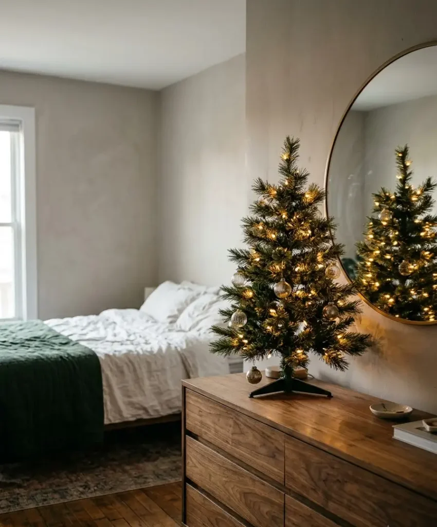 A tiny tree on the dresser