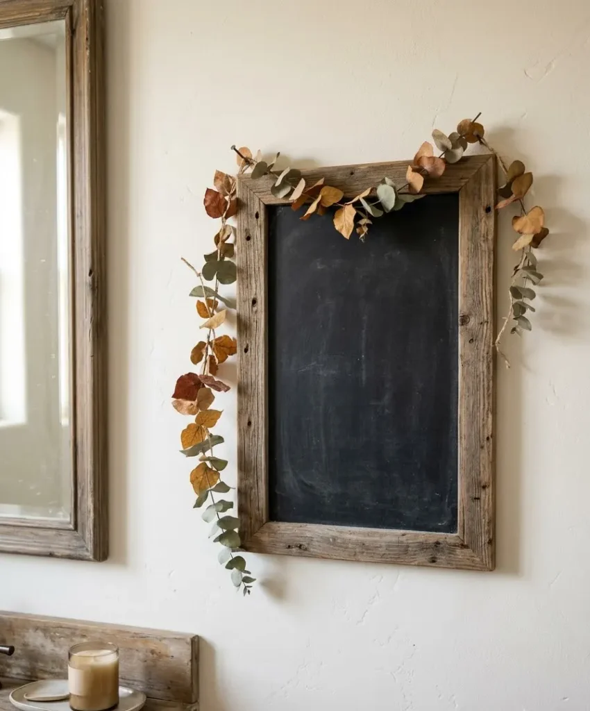 A warm-toned mirror frame