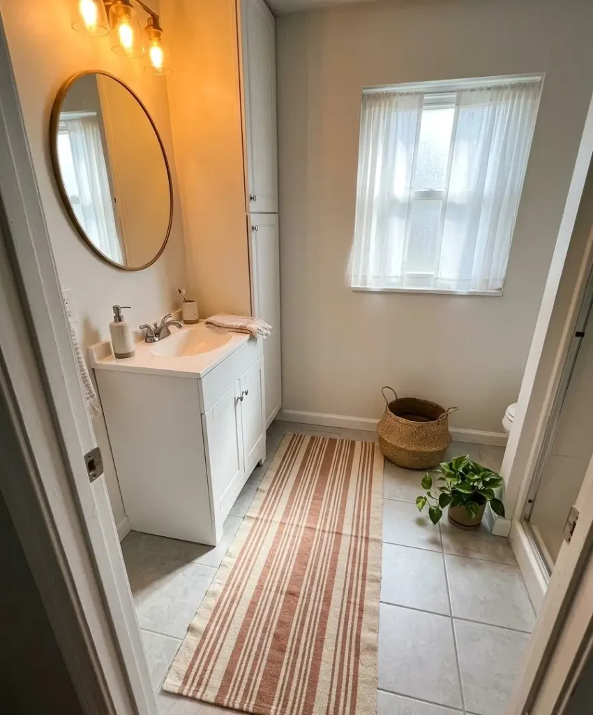 Add a small runner or rug by the sink