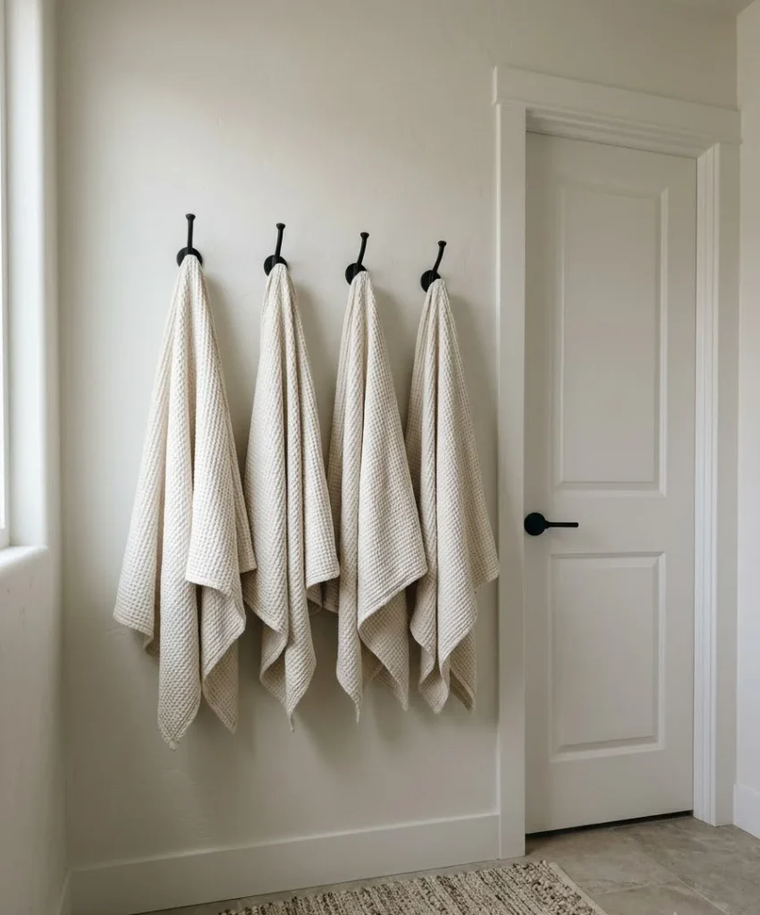 Adhesive hooks for towels