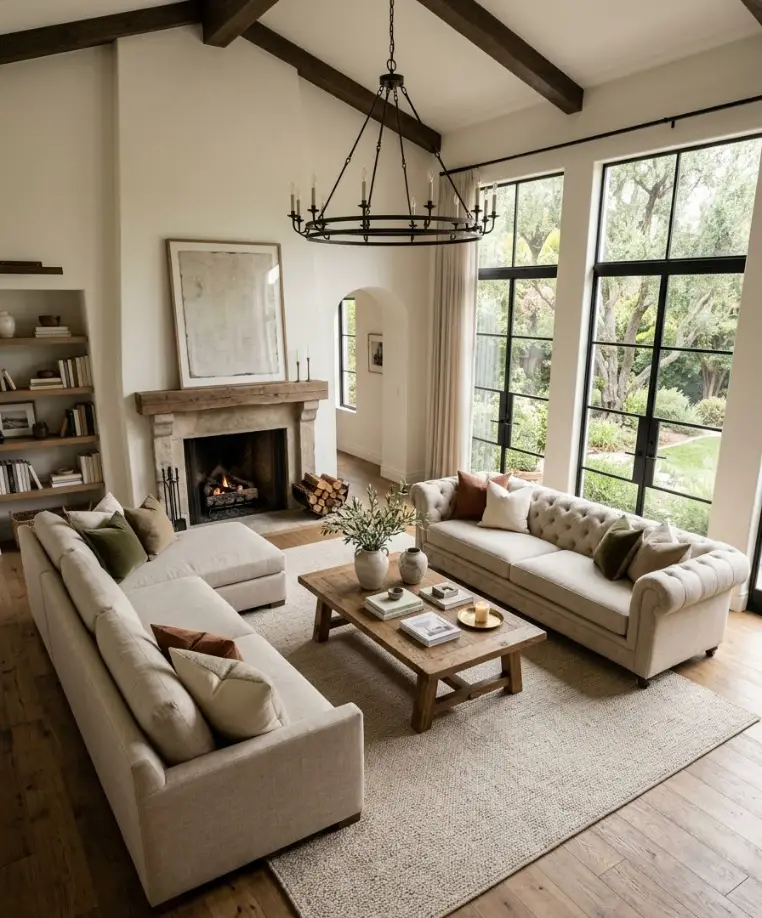 Anchor each couch with a rug