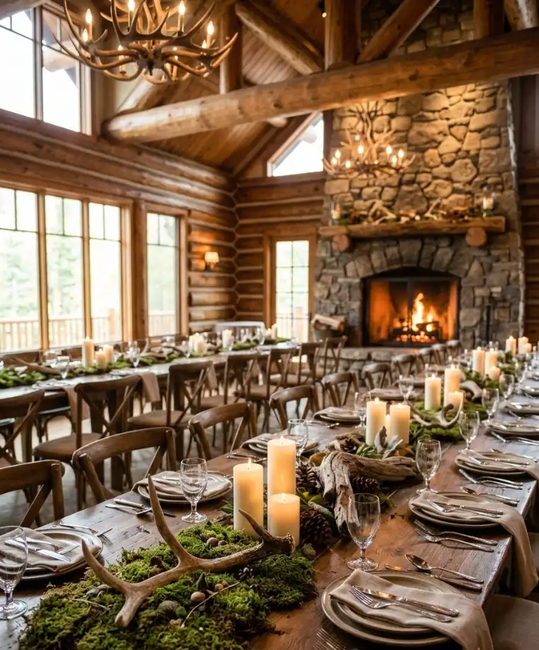 Antler and driftwood centerpieces