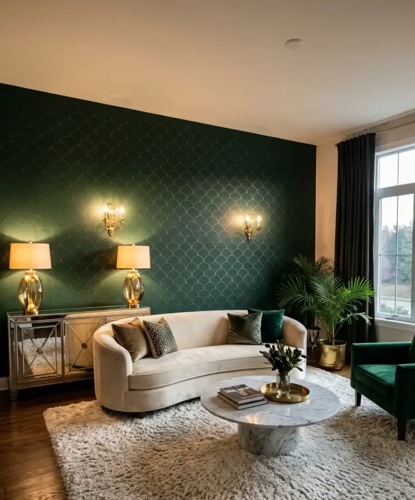  Art deco scallop in green