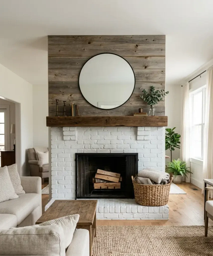 Barnwood above the mantel only