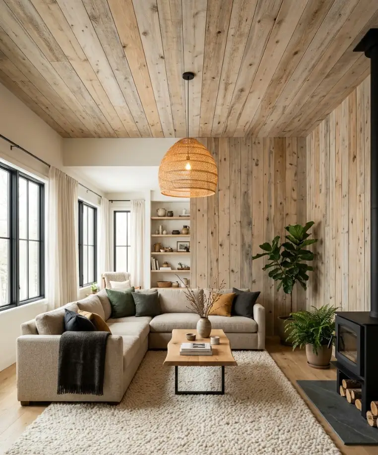 Barnwood ceiling-to-wall wrap