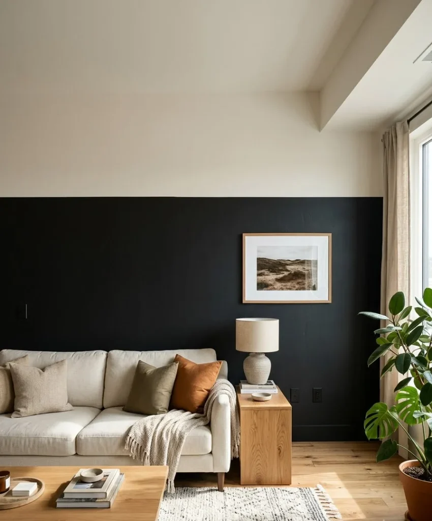 Black color-blocking with warm