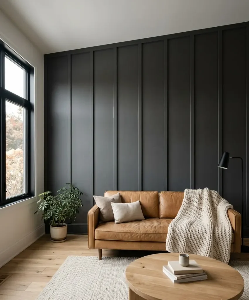 Board and batten in dark grey