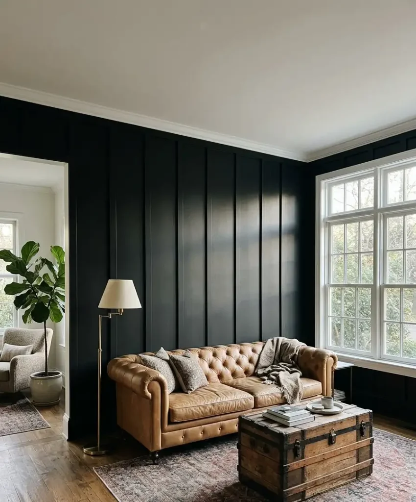 Board and batten in matte black