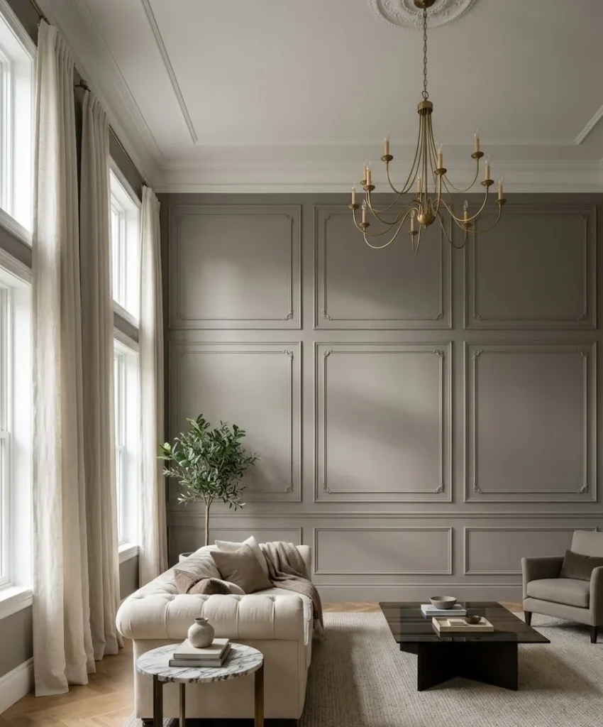 Board and batten in mid-grey