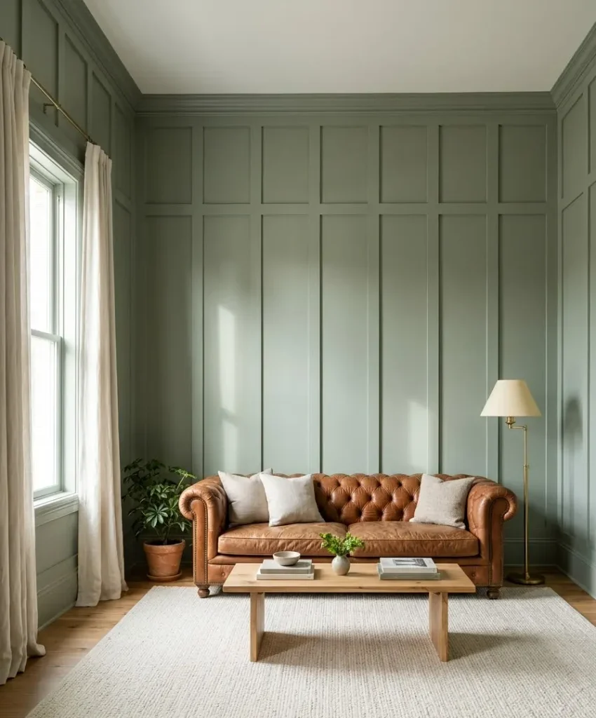 Board and batten in muted sage