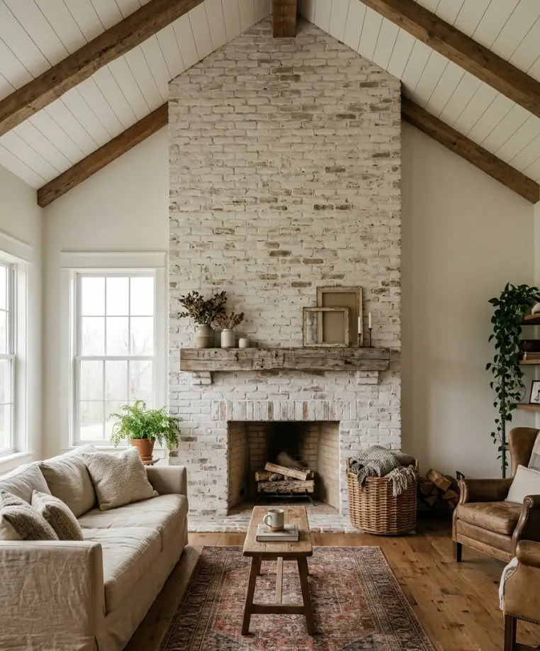 Brick, whitewashed