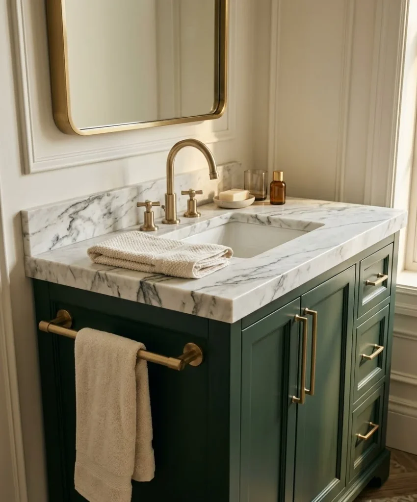 Brushed brass faucets