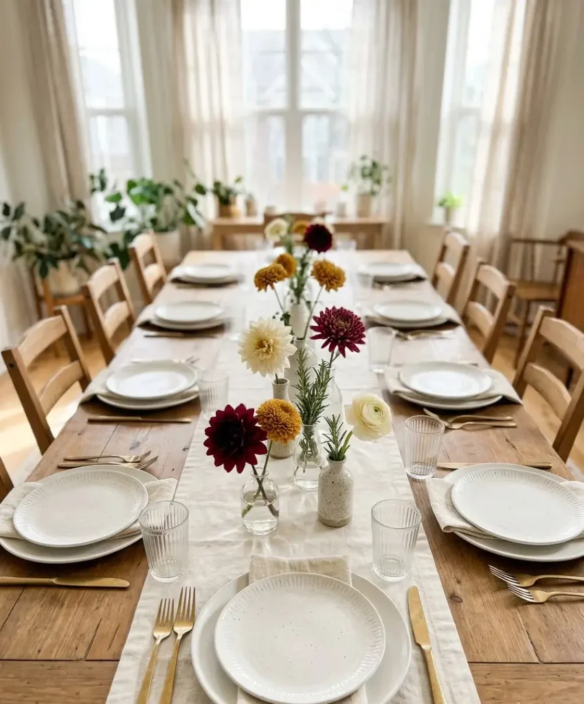 Bud vases down the table