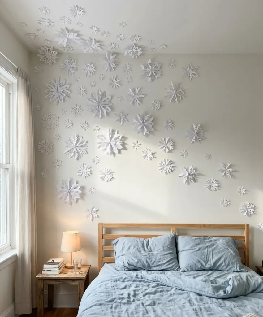Build a paper snowflake wall