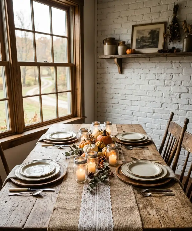 Burlap and lace runner