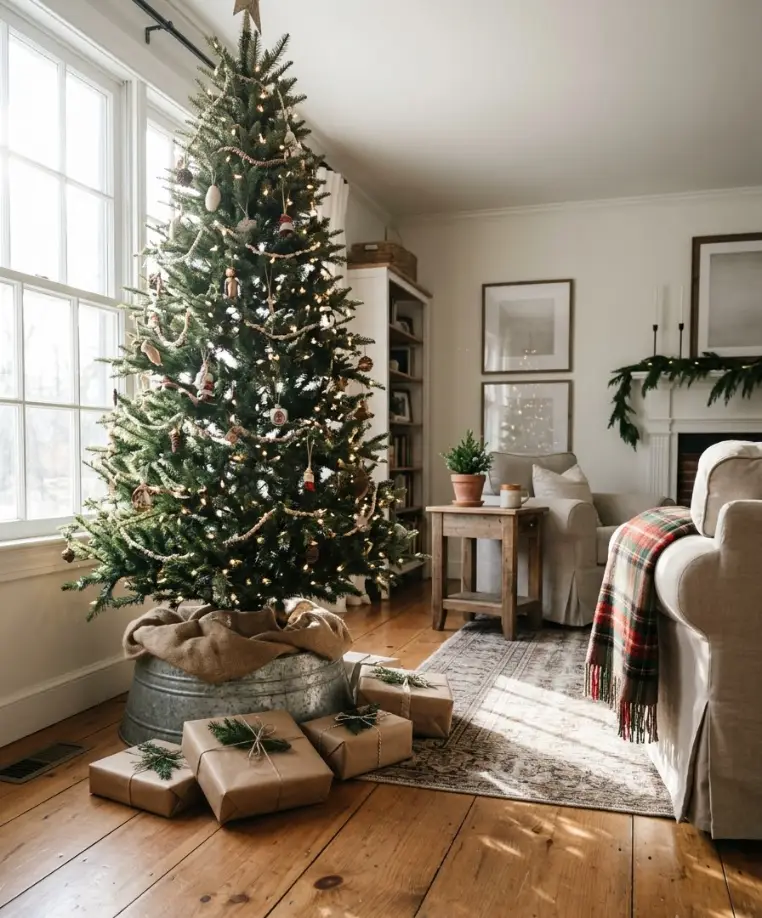 Burlap or plaid tree skirt