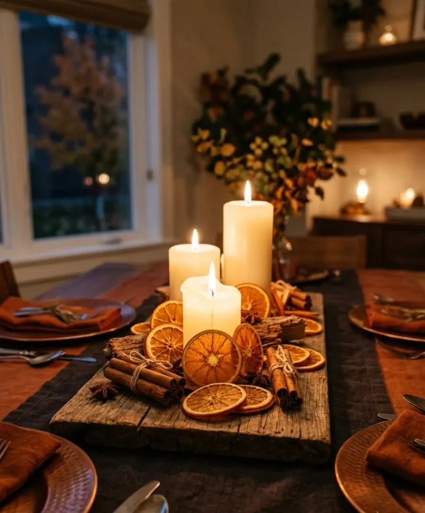  Candle and citrus slice display