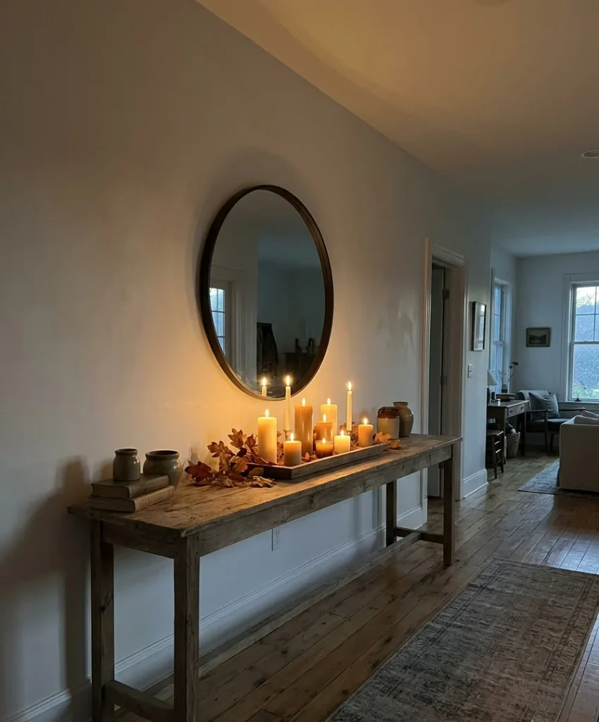 Candle clusters on a tray