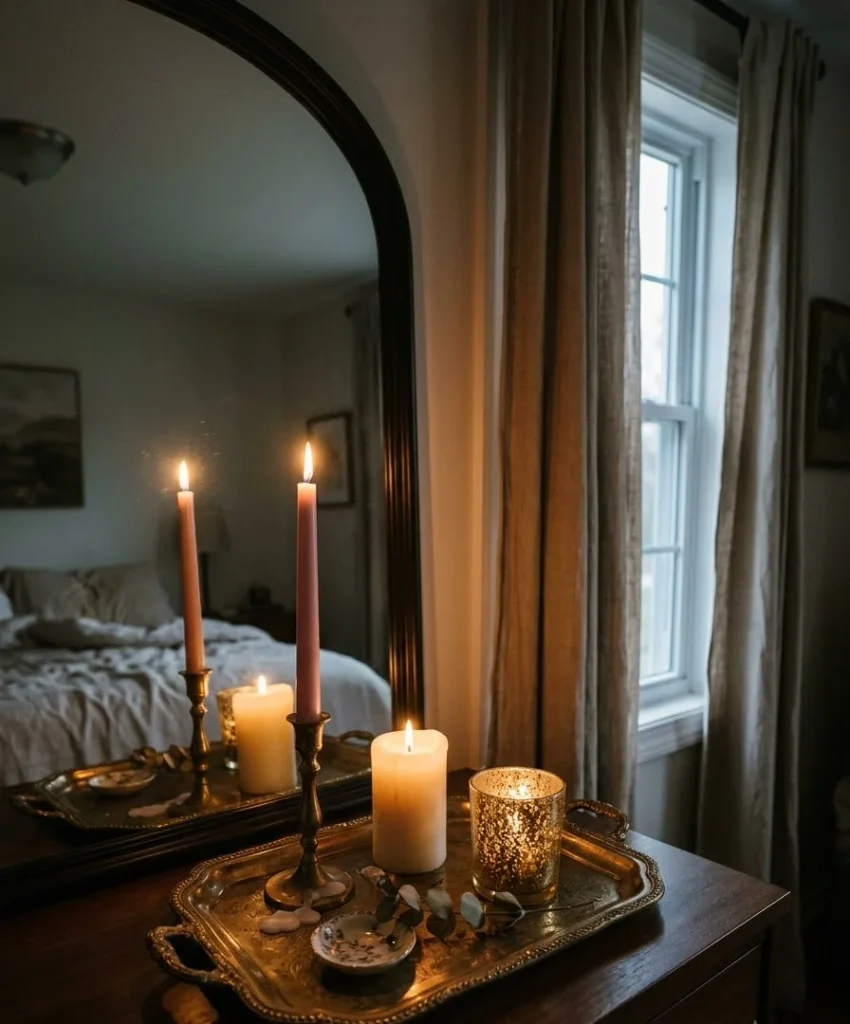 Candles in mauve and blush tones