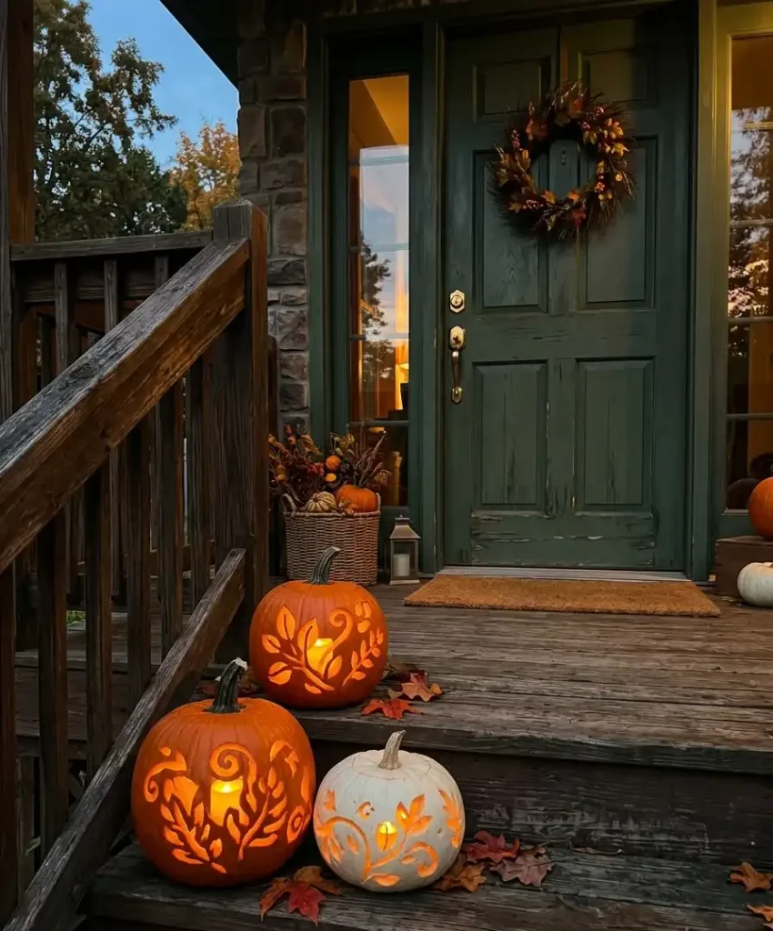 Carved Thanksgiving pumpkins