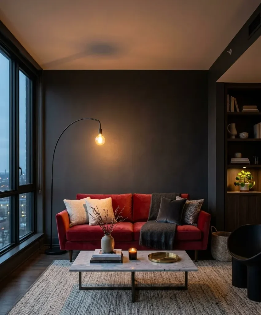 Charcoal and black walls