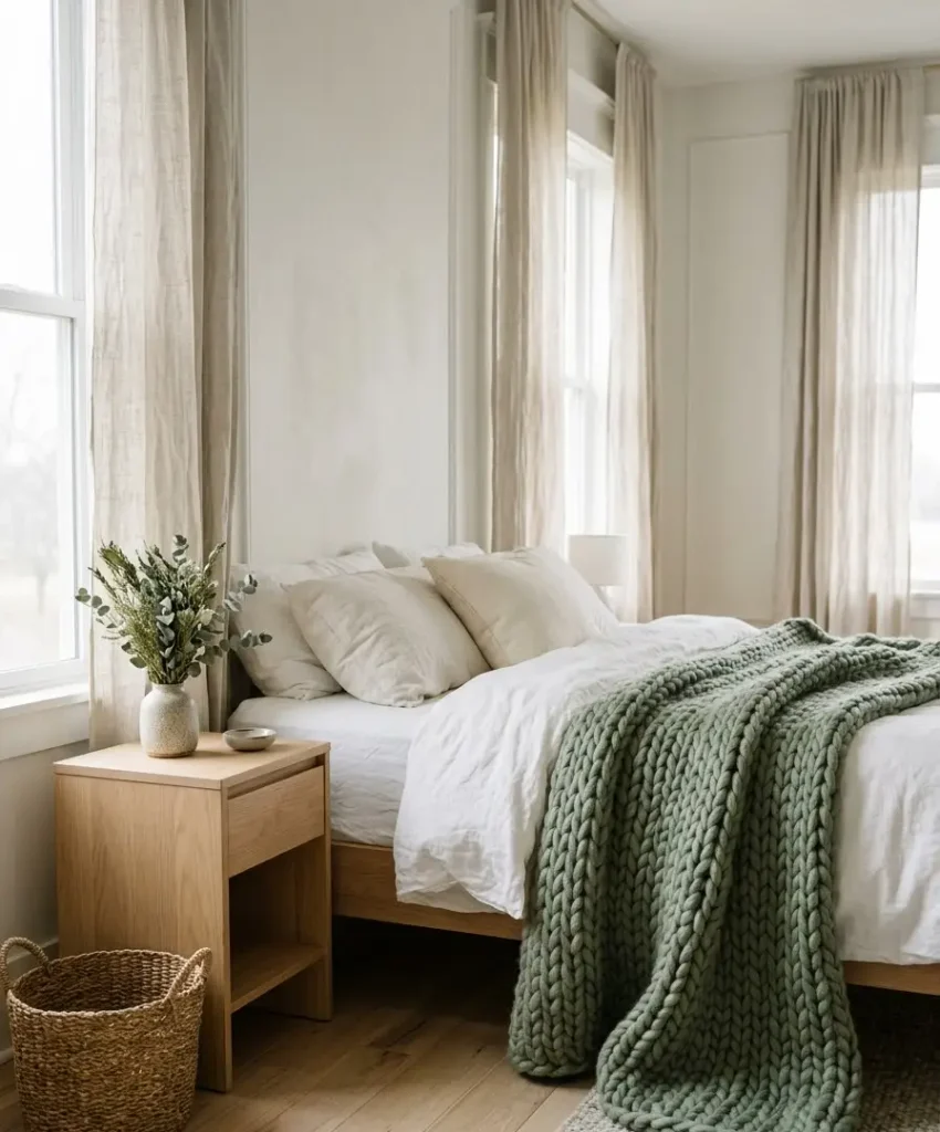 Chunky knit blanket in sage