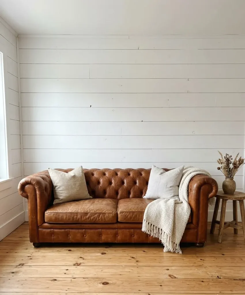 Cognac leather against white