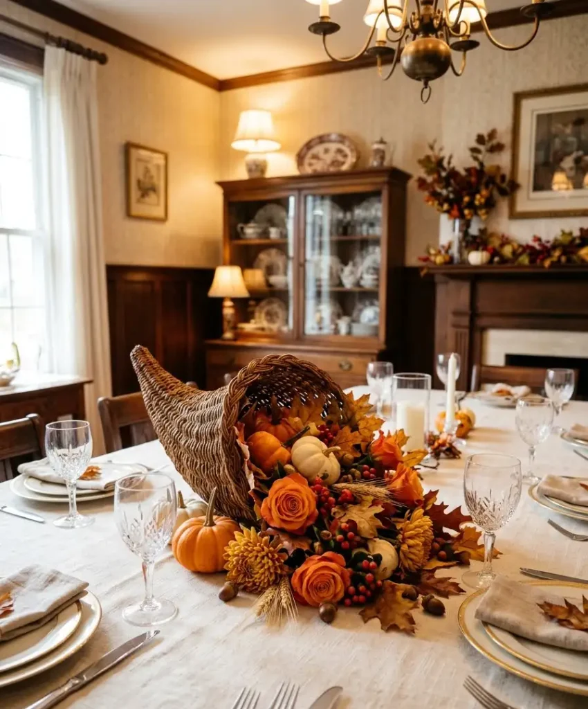 Cornucopia spilling with blooms