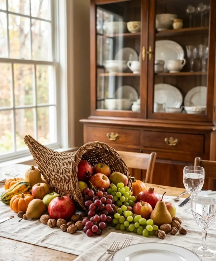 Cornucopia with real produce