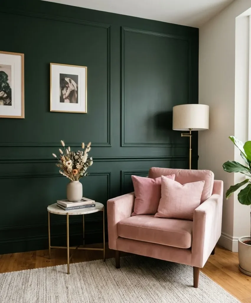 Dark green and soft pink