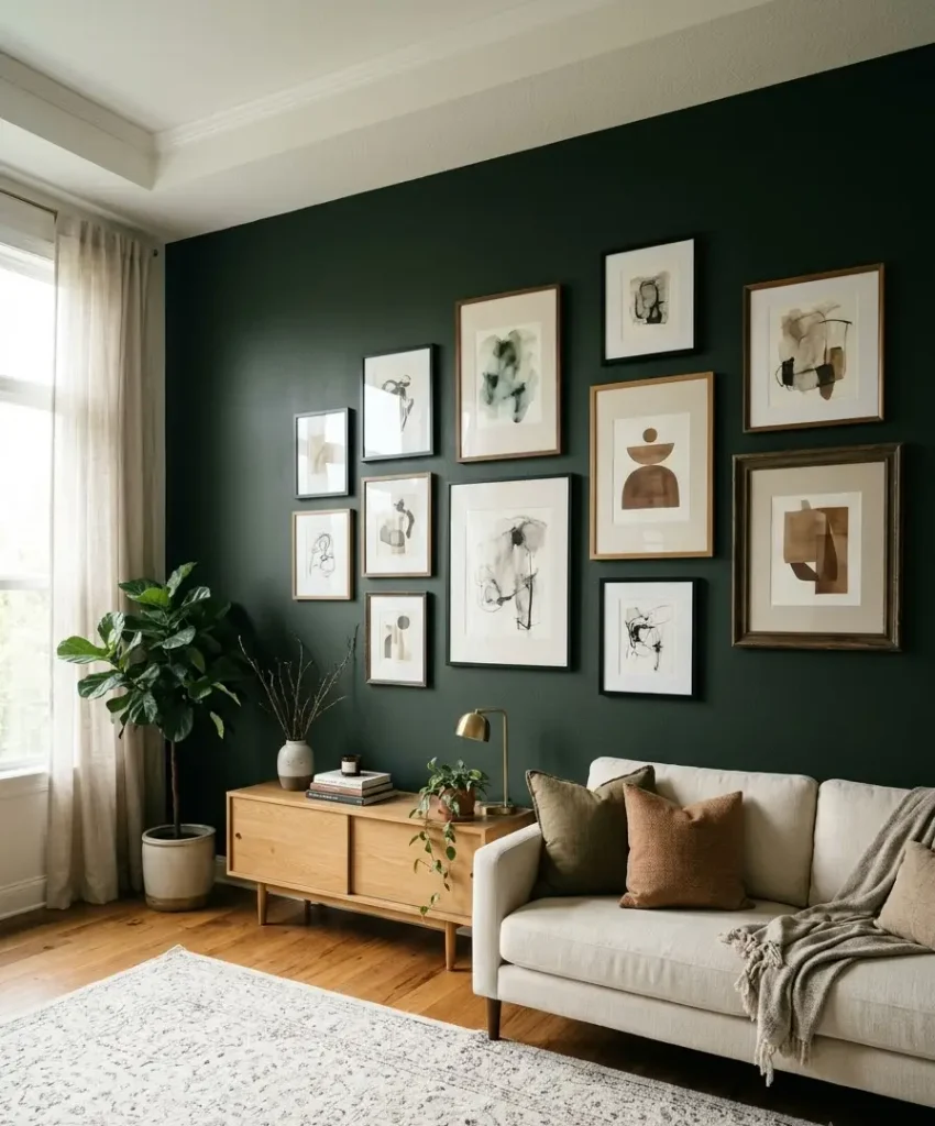 Dark green wall with a