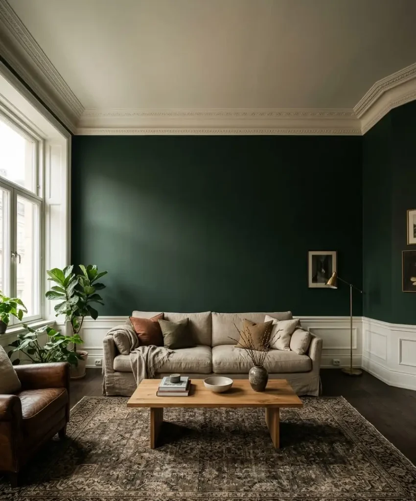 Dark green with white trim