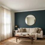 Dark teal accent wall living