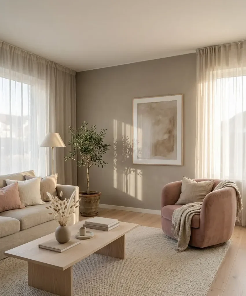 Deep olive wall against grey