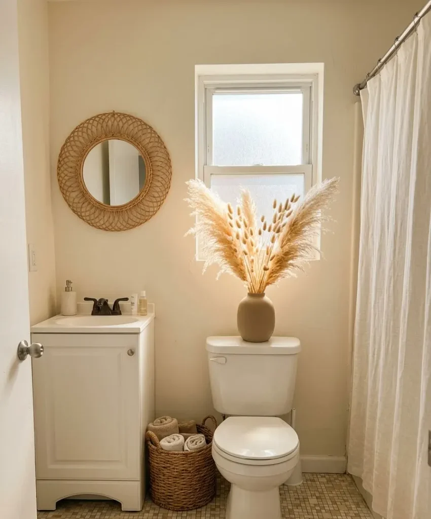 Display dried pampas or bunny tail grass