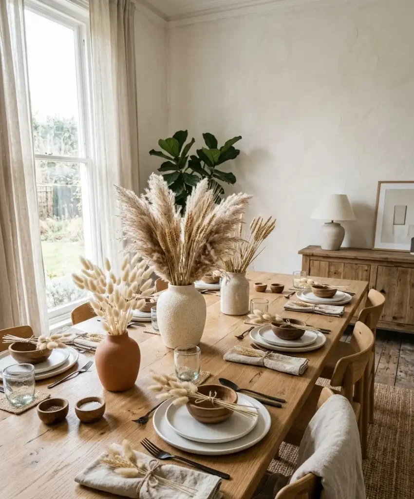 Dried florals and wheat stalks