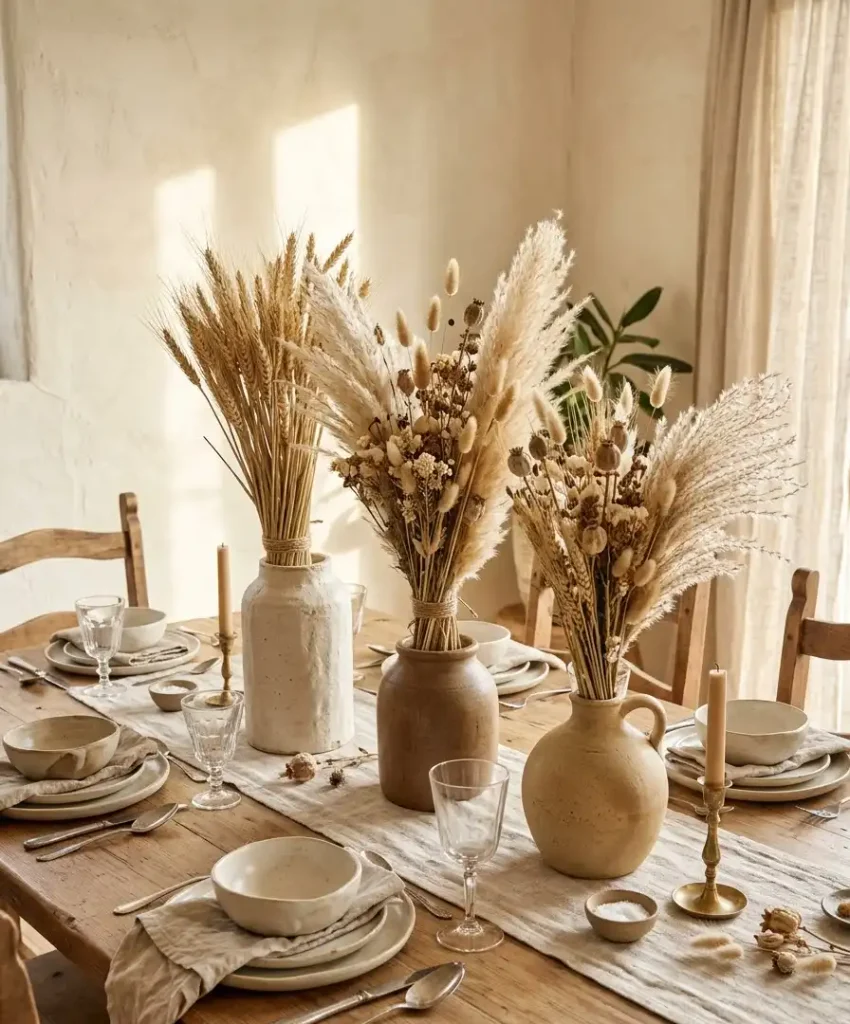 Dried wheat and flower bundle