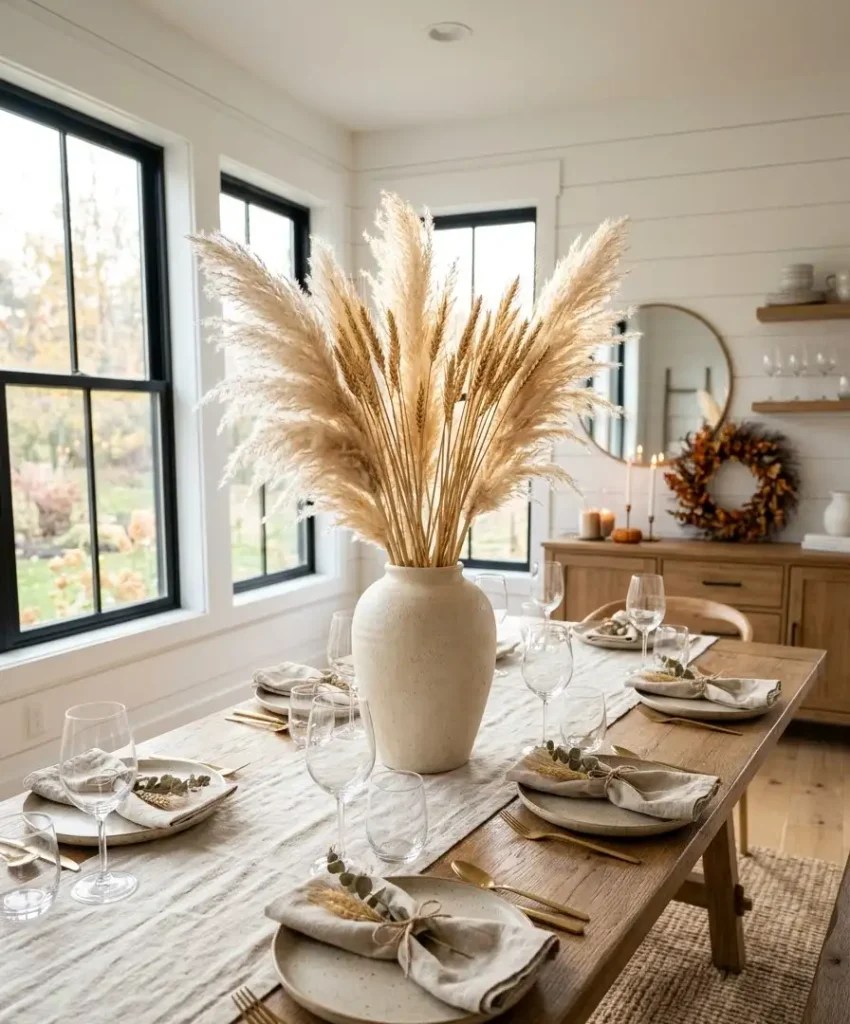 Dried wheat and pampas grass