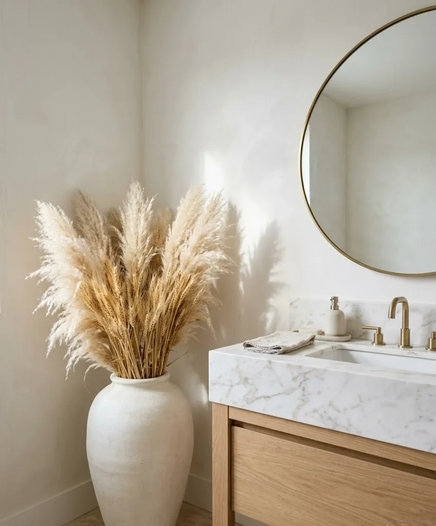 Dried wheat stalks in a tall vase