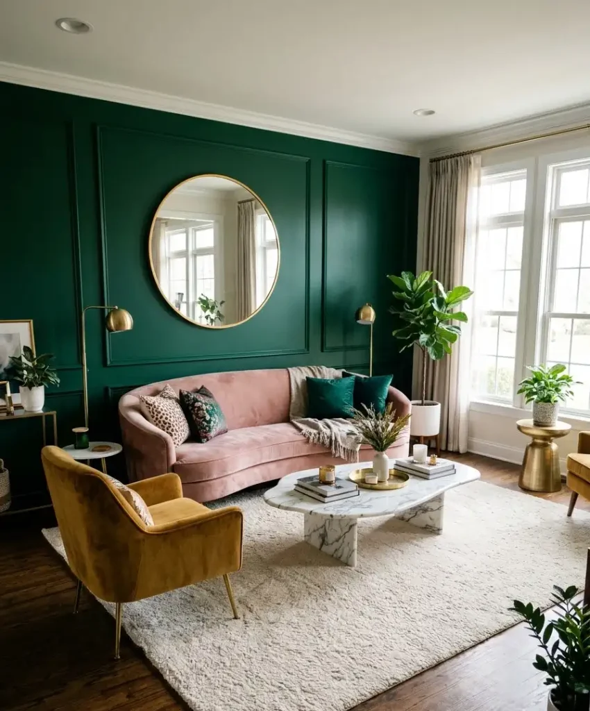 Emerald green with velvet